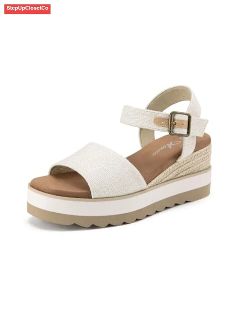 Buckle Ankle Strap Wedge Espadrille Sandals with EVA Platform